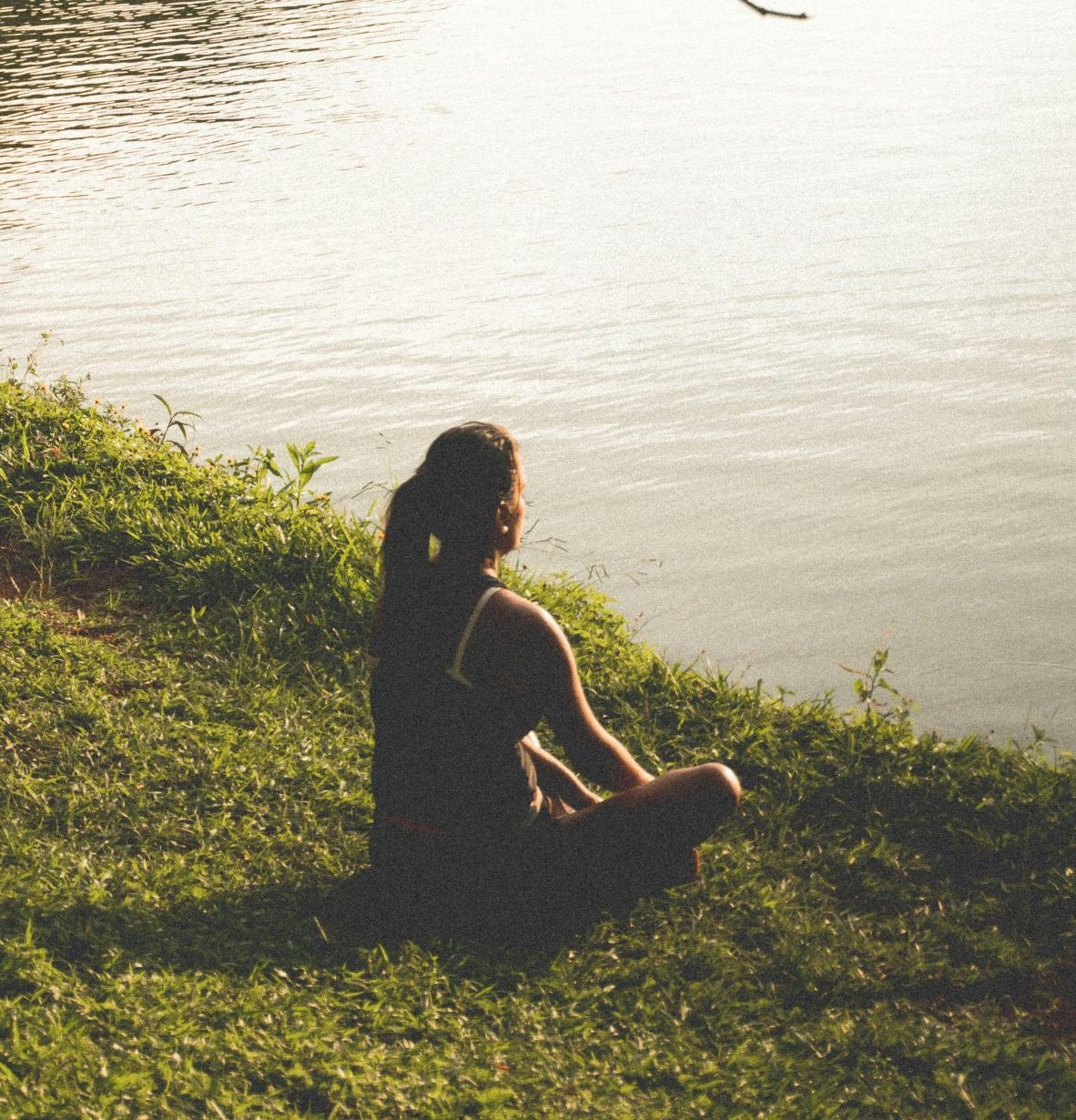pexels-photo-290627-290627 A woman meditates by a serene lake surrounded by lush greenery in a park.